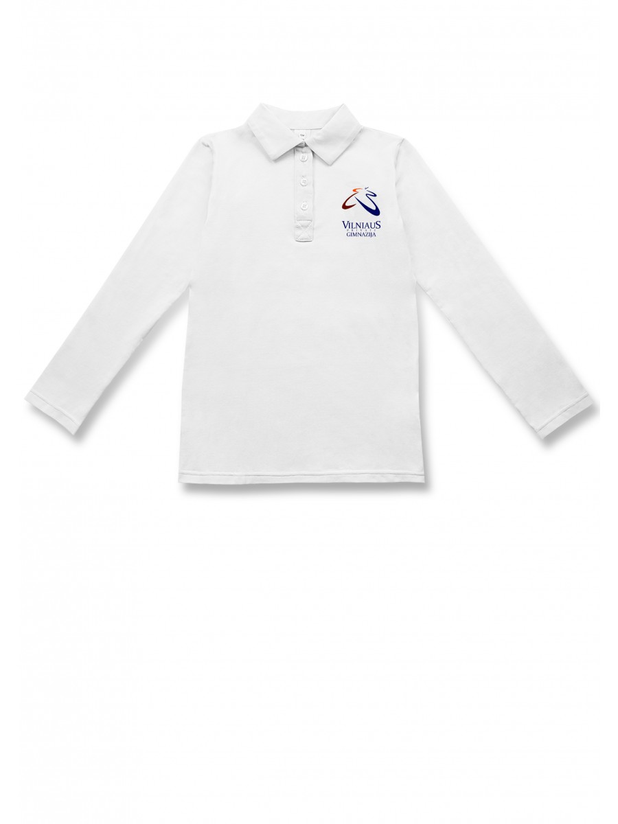 VPG balti polo marškinėliai ilgomis rankovėmis  0-IV klasė