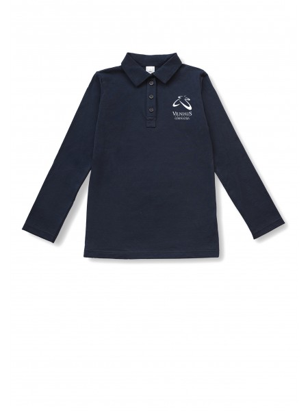 VPG mėlyni polo marškinėliai ilgomis rankovėmis 0-IV klasė