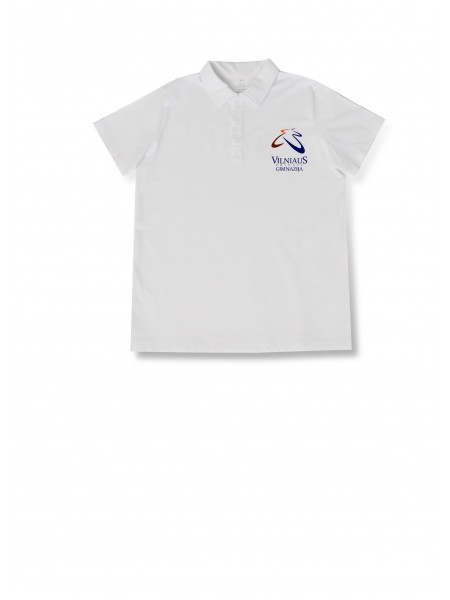VPG balti polo marškinėliai trumpomis rankovėmis 0-IV klasė