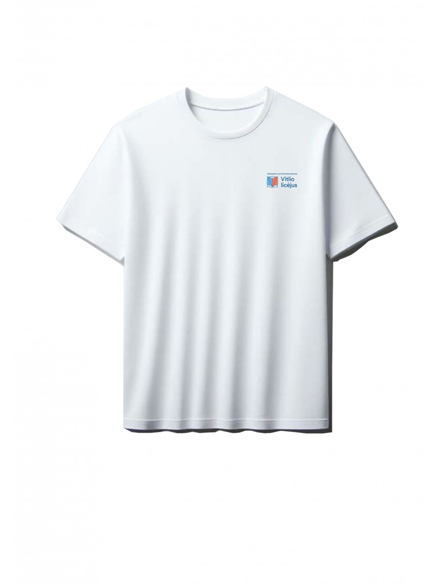 SIMPLE balti marškinėliai su mokyklos logotipu
