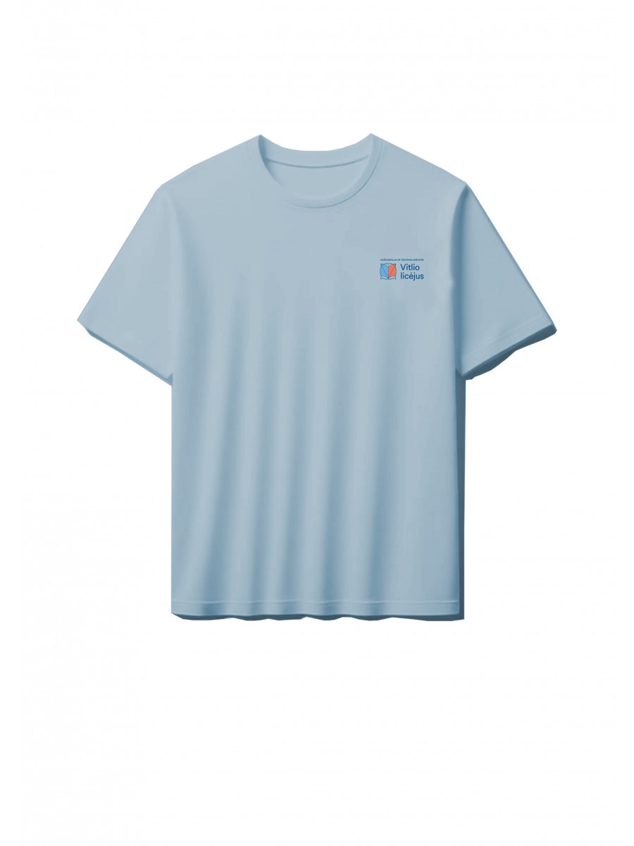 SIMPLE melsvi marškinėliai su mokyklos logotipu