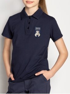 Mėlyni polo marškinėliai trumpomis rankovėmis 0-IV klasė. Pasirenkama uniformos dalis.