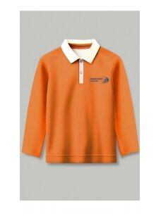 Oranžinės spalvos polo marškinėliai ilgomis rankovėmis 0-IV klasių mokiniams