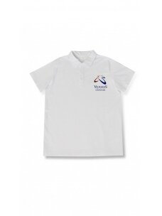 VPG balti polo marškinėliai trumpomis rankovėmis 0-IV klasė