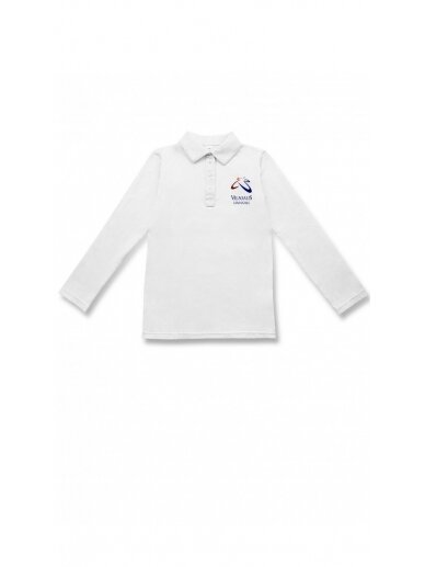 VPG balti polo marškinėliai ilgomis rankovėmis 0-IV klasė 1